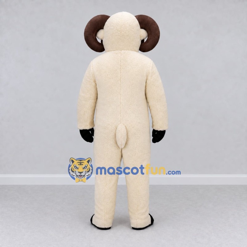 Custom Cream and Brown Ram Mascot Costume Adult Full Body Suit for Farm Events Custom Cream and Brown Ram Mascot Costume Adult Full Body Suit for Farm Events