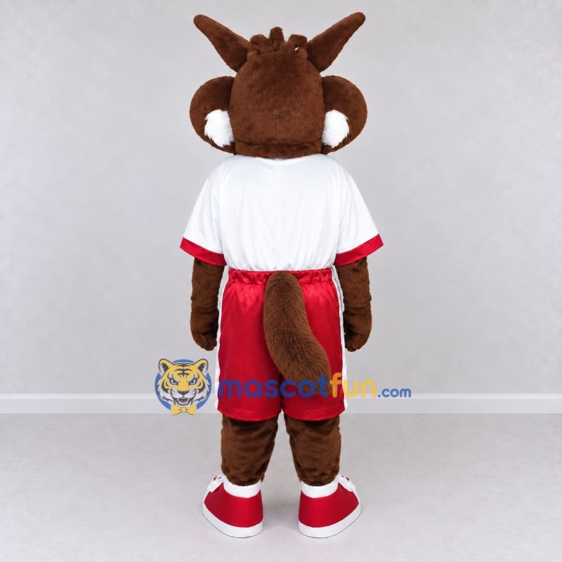 Custom Brown and Red Fox Character in Sportswear Mascot Costume Adult Full Body Suit for Sports Events Custom Brown and Red Fox Character in Sportswear Mascot Costume Adult Full Body Suit for Sports Events