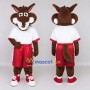 Custom Brown and Red Fox Character in Sportswear Mascot Costume Adult Full Body Suit for Sports Events