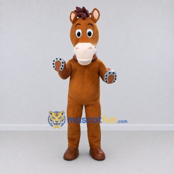 Custom Brown and Cream Horse with Horseshoe Hooves Mascot Costume Adult Full Body Suit for Farm Events