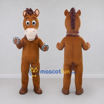 Custom Brown and Cream Horse with Horseshoe Hooves Mascot Costume Adult Full Body Suit for Farm Events