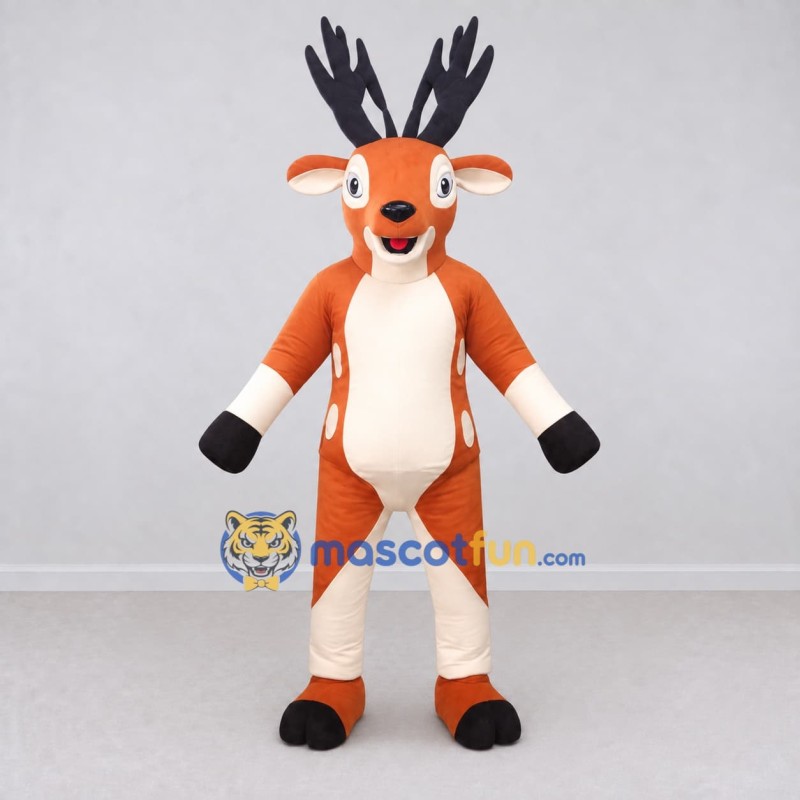Custom Orange and White Deer Mascot Costume Adult Full Body Suit for Wildlife Events Custom Orange and White Deer Mascot Costume Adult Full Body Suit for Wildlife Events
