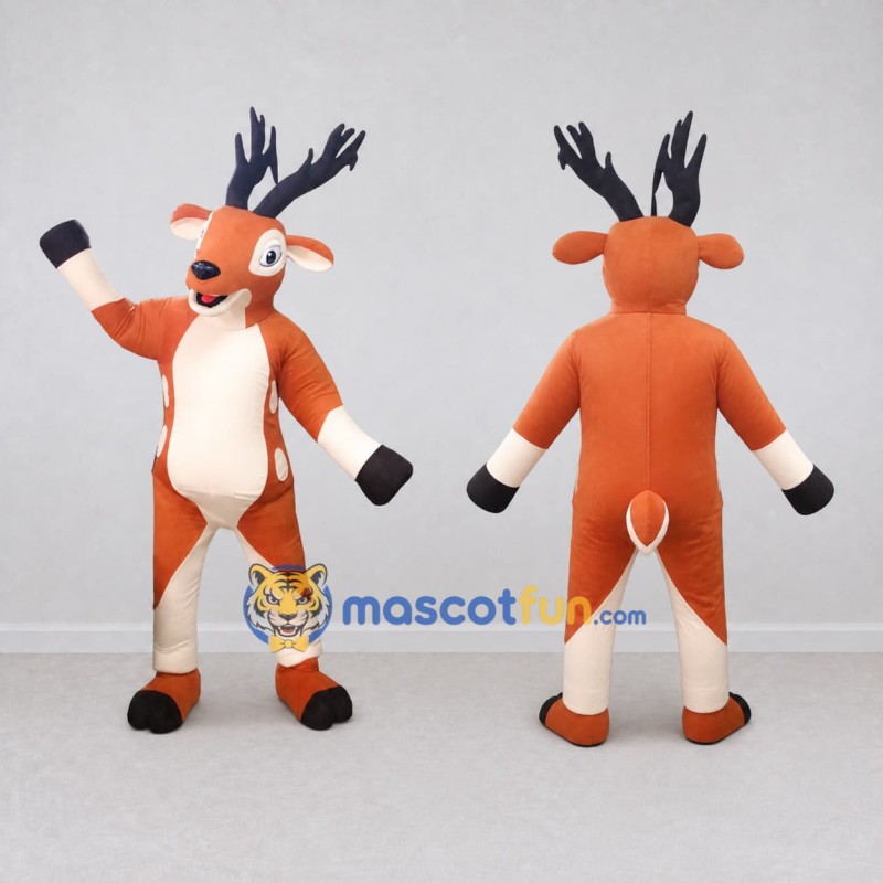 Custom Orange and White Deer Mascot Costume Adult Full Body Suit for Wildlife Events Custom Orange and White Deer Mascot Costume Adult Full Body Suit for Wildlife Events