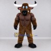 Custom Brown and White Muscular Bull Mascot Costume Adult Full Body Suit for Sports Events