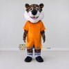 Custom Brown and Orange Leopard in Sportswear Mascot Costume Adult Full Body Suit for Sports Events Custom Brown and Orange Leopard in Sportswear Mascot Costume Adult Full Body Suit for Sports Events
