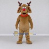 Custom Brown and Red Dog with Reindeer Antlers Mascot Costume Adult Full Body Suit for Christmas Events Custom Brown and Red Dog with Reindeer Antlers Mascot Costume Adult Full Body Suit for Christmas Events