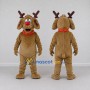 Custom Brown and Red Dog with Reindeer Antlers Mascot Costume Adult Full Body Suit for Christmas Events