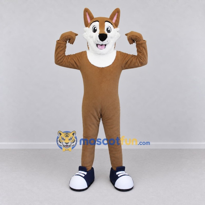 Custom Brown and White Dog Mascot Costume Adult Full Body Suit for Community Events Custom Brown and White Dog Mascot Costume Adult Full Body Suit for Community Events