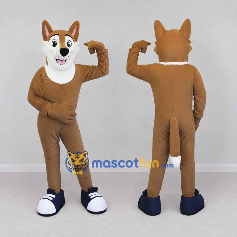 Custom Brown and White Dog Mascot Costume Adult Full Body Suit for Community Events Custom Brown and White Dog Mascot Costume Adult Full Body Suit for Community Events