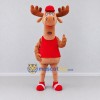 Custom Orange and Red Moose in a Shirt and Cap Mascot Costume Adult Full Body Suit for School Events Custom Orange and Red Moose in a Shirt and Cap Mascot Costume Adult Full Body Suit for School Events