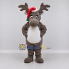 Custom Brown and Red Moose in a Santa Hat Mascot Costume Adult Full Body Suit for Christmas Events Custom Brown and Red Moose in a Santa Hat Mascot Costume Adult Full Body Suit for Christmas Events