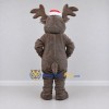 Custom Brown and Red Moose in a Santa Hat Mascot Costume Adult Full Body Suit for Christmas Events Custom Brown and Red Moose in a Santa Hat Mascot Costume Adult Full Body Suit for Christmas Events