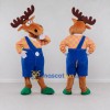 Custom Orange and Blue Moose in Overalls Mascot Costume Adult Full Body Suit for School Events Custom Orange and Blue Moose in Overalls Mascot Costume Adult Full Body Suit for School Events
