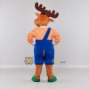 Custom Orange and Blue Moose in Overalls Mascot Costume Adult Full Body Suit for School Events Custom Orange and Blue Moose in Overalls Mascot Costume Adult Full Body Suit for School Events