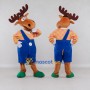 Custom Orange and Blue Moose in Overalls Mascot Costume Adult Full Body Suit for School Events