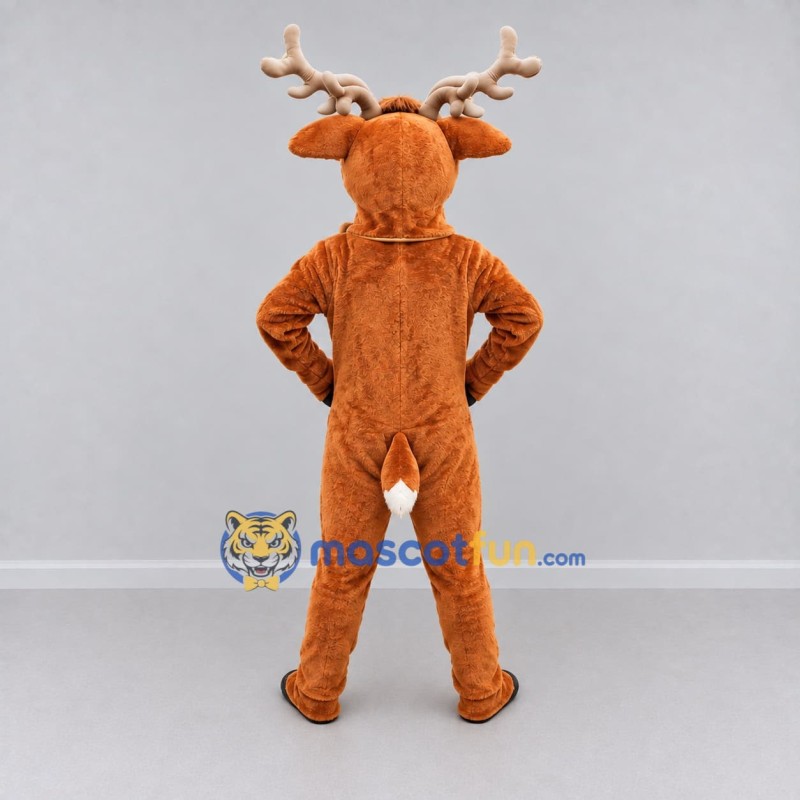 Custom Brown and Red Reindeer with a Bow Mascot Costume Adult Full Body Suit for Christmas Events Custom Brown and Red Reindeer with a Bow Mascot Costume Adult Full Body Suit for Christmas Events