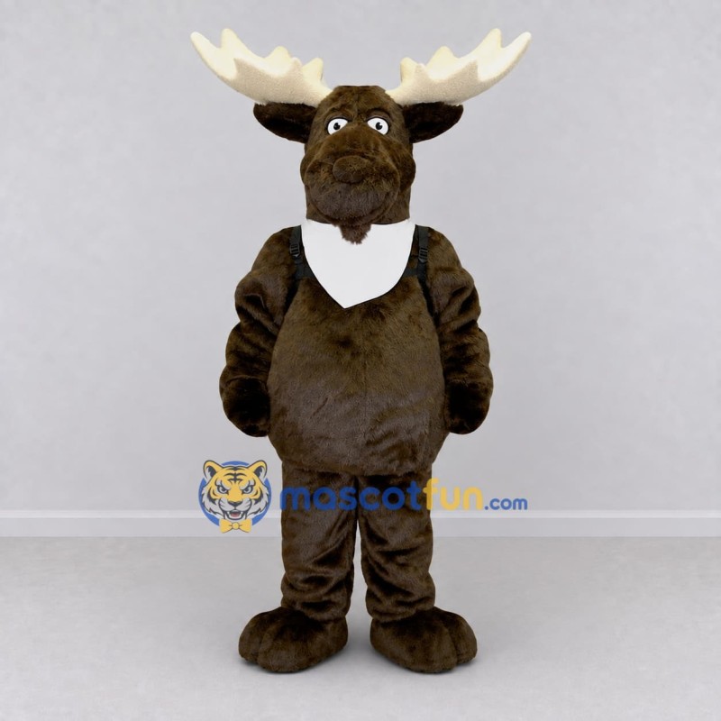 Custom Dark Brown and Cream Moose Mascot Costume Adult Full Body Suit for Wildlife Events