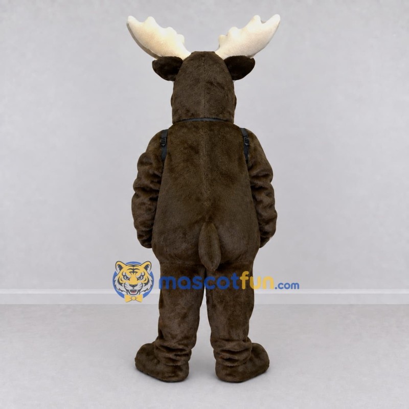 Custom Dark Brown and Cream Moose Mascot Costume Adult Full Body Suit for Wildlife Events