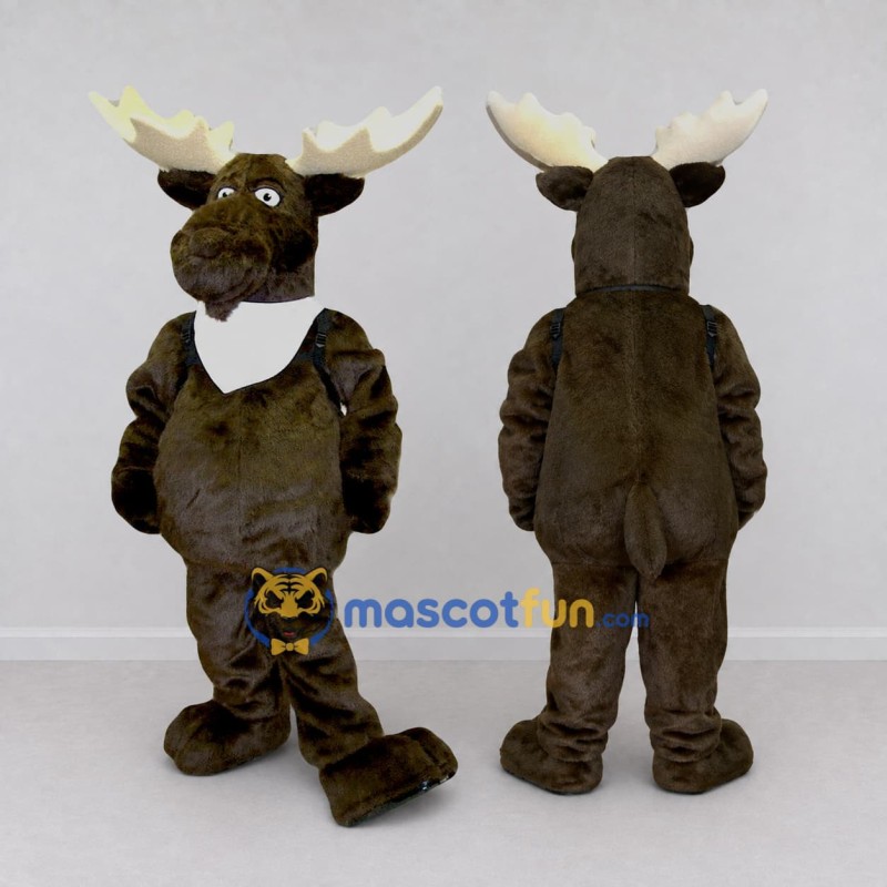 Custom Dark Brown and Cream Moose Mascot Costume Adult Full Body Suit for Wildlife Events