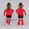 Custom Brown and Red Moose in Hockey Sportswear Mascot Costume Adult Full Body Suit for Sports Events