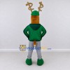 Custom Brown and Green Deer in a Tracksuit Mascot Costume Adult Full Body Suit for Sports Events Custom Brown and Green Deer in a Tracksuit Mascot Costume Adult Full Body Suit for Sports Events