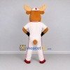 Custom Tan and White Moose in Baseball Sportswear Mascot Costume Adult Full Body Suit for Sports Events