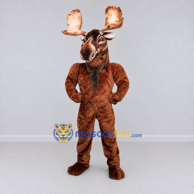 Custom Brown Moose Mascot Costume Adult Full Body Suit for Wildlife Events