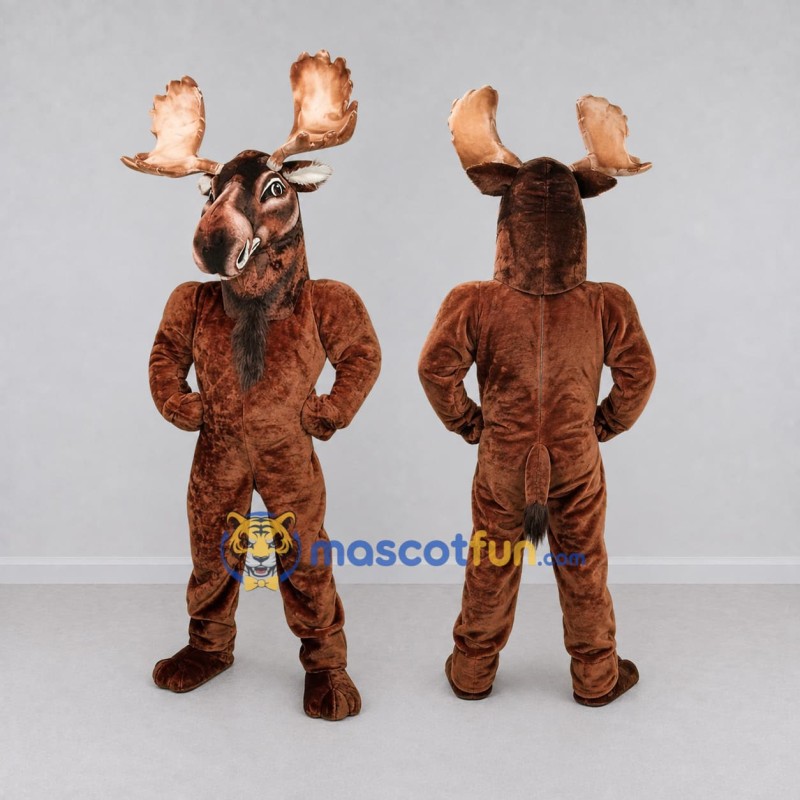 Custom Brown Moose Mascot Costume Adult Full Body Suit for Wildlife Events