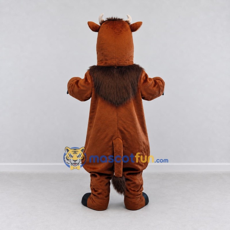 Custom Brown and Black Bull with a Nose Ring Mascot Costume Adult Full Body Suit for Sports Events Custom Brown and Black Bull with a Nose Ring Mascot Costume Adult Full Body Suit for Sports Events