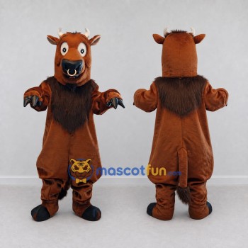 Custom Brown and Black Bull with a Nose Ring Mascot Costume Adult Full Body Suit for Sports Events