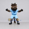 Custom Brown and Light Blue Bison Character in Sportswear Mascot Costume Adult Full Body Suit for Sports Events Custom Brown and Light Blue Bison Character in Sportswear Mascot Costume Adult Full Body Suit for Sports Events