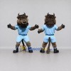 Custom Brown and Light Blue Bison Character in Sportswear Mascot Costume Adult Full Body Suit for Sports Events Custom Brown and Light Blue Bison Character in Sportswear Mascot Costume Adult Full Body Suit for Sports Events