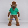 Custom Brown and Green Bison Character in a Shirt Mascot Costume Adult Full Body Suit for Sports Events Custom Brown and Green Bison Character in a Shirt Mascot Costume Adult Full Body Suit for Sports Events