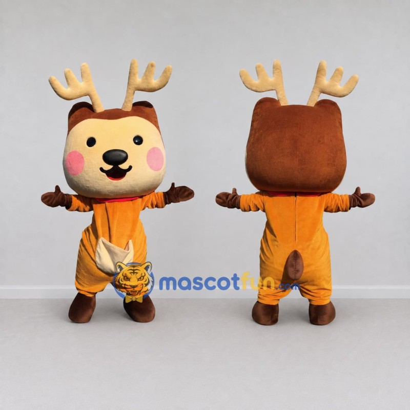 Custom Brown and Orange Deer Character Mascot Costume Adult Full Body Suit for School Events Custom Brown and Orange Deer Character Mascot Costume Adult Full Body Suit for School Events