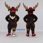 Custom Dark Brown and Red Moose with Glasses and a Cap Mascot Costume Adult Full Body Suit for School Events