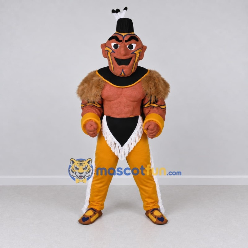 Custom Brown and Yellow Fantasy Warrior Character Mascot Costume Adult Full Body Suit for Theme Parties Custom Brown and Yellow Fantasy Warrior Character Mascot Costume Adult Full Body Suit for Theme Parties