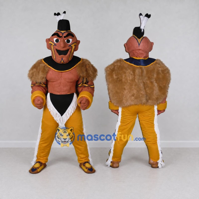 Custom Brown and Yellow Fantasy Warrior Character Mascot Costume Adult Full Body Suit for Theme Parties Custom Brown and Yellow Fantasy Warrior Character Mascot Costume Adult Full Body Suit for Theme Parties