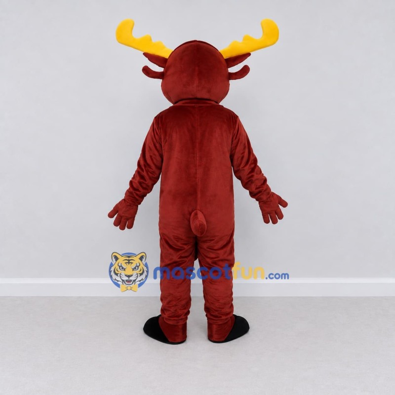 Custom Burgundy and Yellow Moose Character Mascot Costume Adult Full Body Suit for School Events Custom Burgundy and Yellow Moose Character Mascot Costume Adult Full Body Suit for School Events