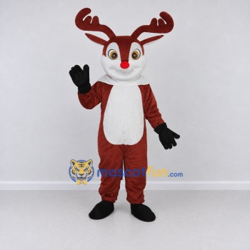 Custom Burgundy and White Red-Nosed Reindeer Mascot Costume Adult Full Body Suit for Christmas Events