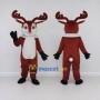 Custom Burgundy and White Red-Nosed Reindeer Mascot Costume Adult Full Body Suit for Christmas Events