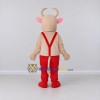 Custom Cream and Red Bull Character in Suspenders Mascot Costume Adult Full Body Suit for Farm Events Custom Cream and Red Bull Character in Suspenders Mascot Costume Adult Full Body Suit for Farm Events