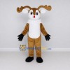 Custom Tan and White Red-Nosed Reindeer Character Mascot Costume Adult Full Body Suit for Christmas Events