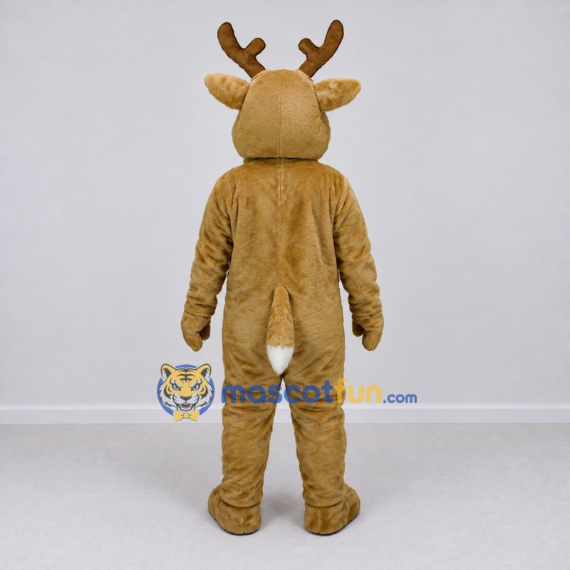Custom Tan and White Deer Character Mascot Costume Adult Full Body Suit for School Events Custom Tan and White Deer Character Mascot Costume Adult Full Body Suit for School Events
