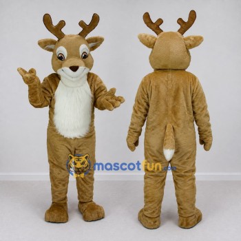Custom Tan and White Deer Character Mascot Costume Adult Full Body Suit for School Events