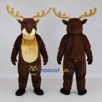Custom Dark Brown and Tan Deer Mascot Costume Adult Full Body Suit for Wildlife Events