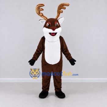 Custom Brown and White Reindeer Character Mascot Costume Adult Full Body Suit for Christmas Events Custom Brown and White Reindeer Character Mascot Costume Adult Full Body Suit for Christmas Events