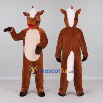 Custom Brown and White Horse Mascot Costume Adult Full Body Suit for Farm Events