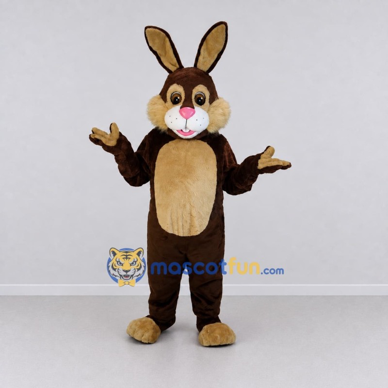 Custom Dark Brown and Tan Rabbit Mascot Costume Adult Full Body Suit for Easter Events Custom Dark Brown and Tan Rabbit Mascot Costume Adult Full Body Suit for Easter Events