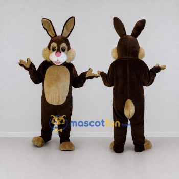 Custom Dark Brown and Tan Rabbit Mascot Costume Adult Full Body Suit for Easter Events
