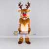 Custom Tan and Cream Red-Nosed Reindeer Mascot Costume Adult Full Body Suit for Christmas Events